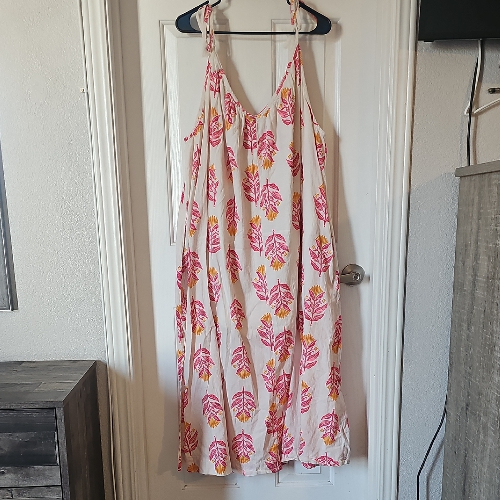 Old Navy Pink and Orange Tropical Dress 2X